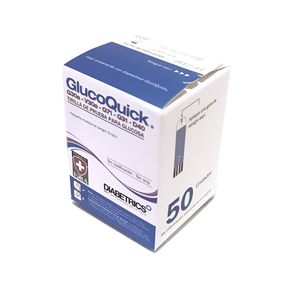 Tiras para glucómetro Glucoquick G30a caja x50