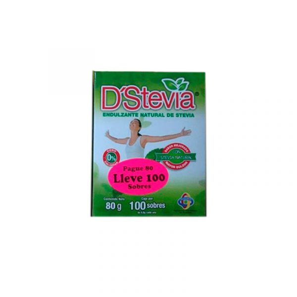 Endulzante D'stevia caja sobres 80 x 0.8 oferta + 20 sobres